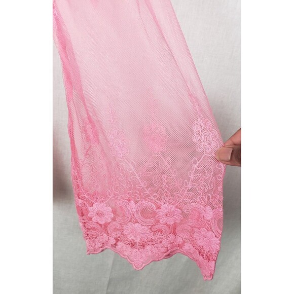 Love Stitch Blouse Top S Ombre Pink Tulle Floral Sheer Boho Etheral Fairycore - Picture 3 of 7
